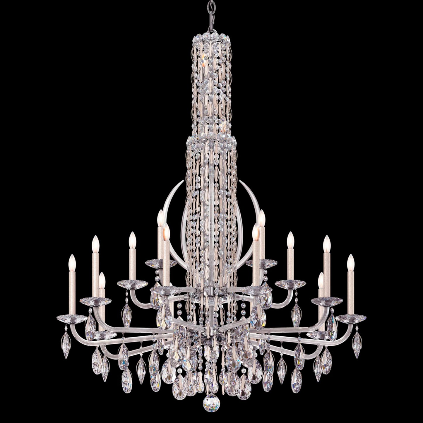 Siena 50.5"H x 40.5"W 17-Light Crystal Chandelier in Antique Silv