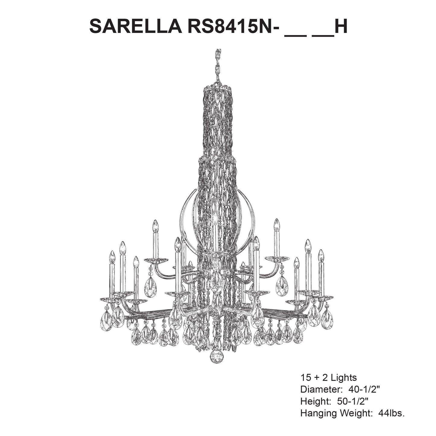 Siena 50.5"H x 40.5"W 17-Light Crystal Chandelier in Antique Silv