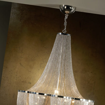 12 Light Silver Chain Empire Style Chandelier