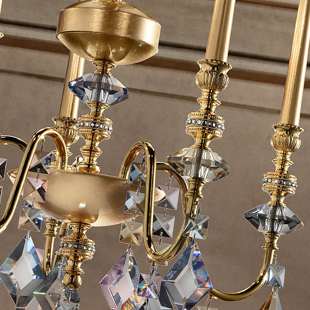 Slim Candle Style Gold Plated Chandelier