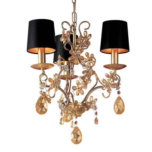 Small Modern Floral Design Gold Crystal Chandelier