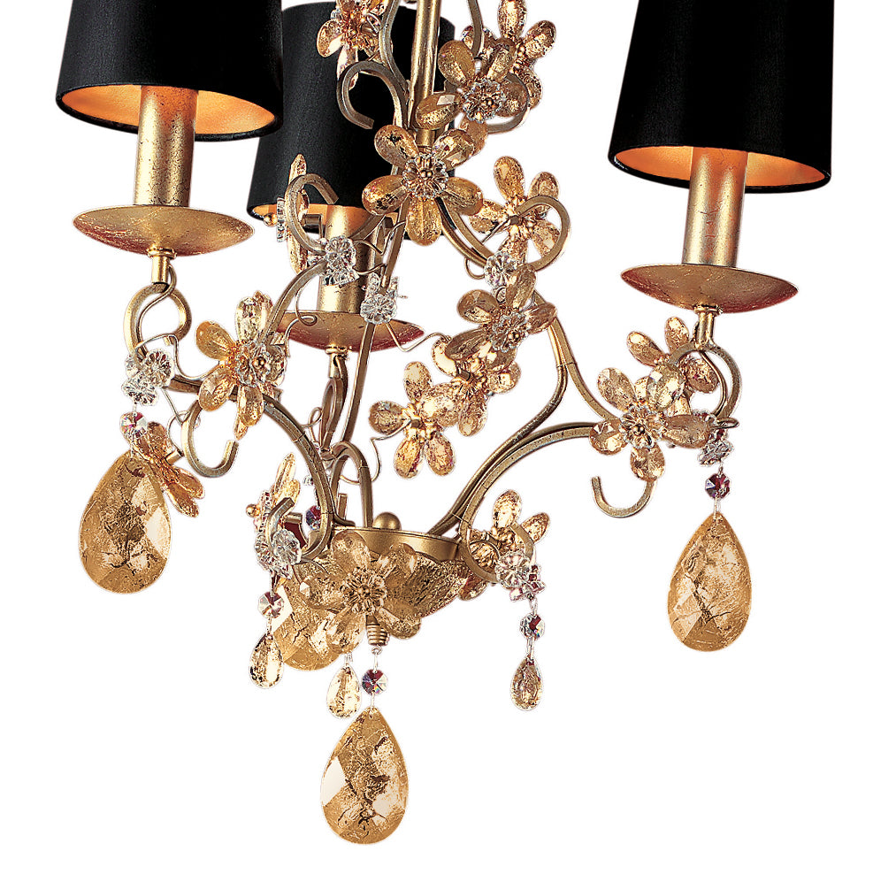 Small Modern Floral Design Gold Crystal Chandelier