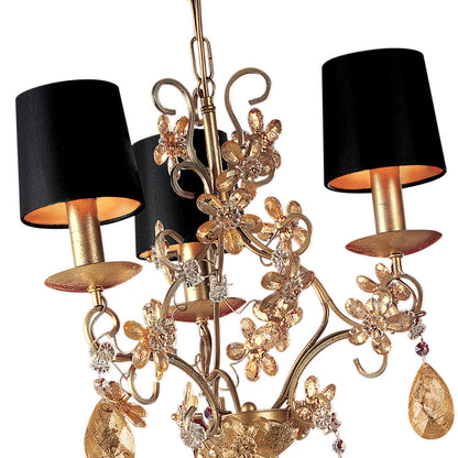 Small Modern Floral Design Gold Crystal Chandelier