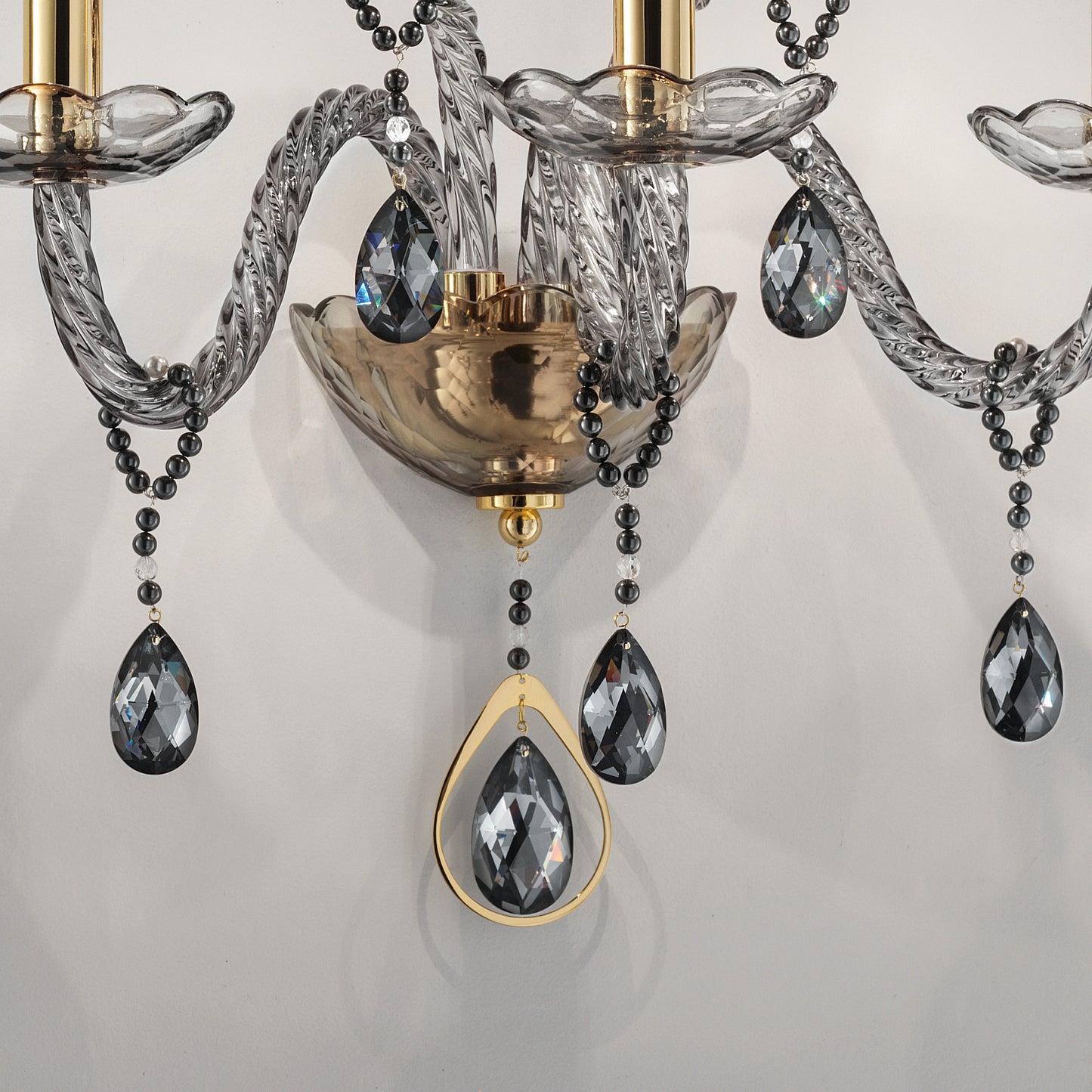 Smoked Glass 3 Arm Wall Light