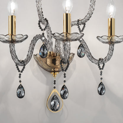 Smoked Glass 5 Arm Wall Light