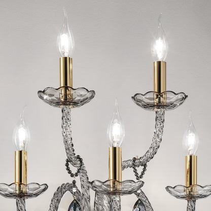 Smoked Glass 5 Arm Wall Light
