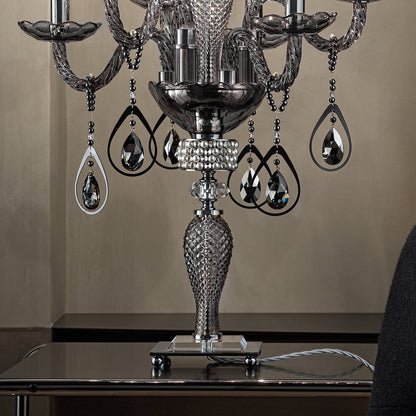 Smoked Glass Candelabra Style Table Lamp