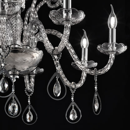 Smoked Glass Chandelier With Pendant Drops