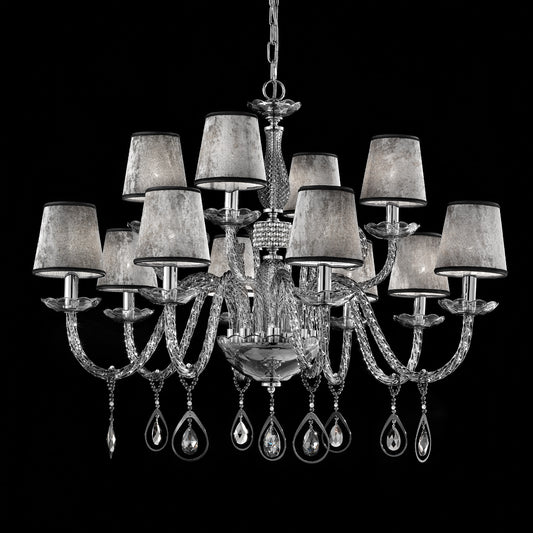 Smoked Glass Chandelier With Shades