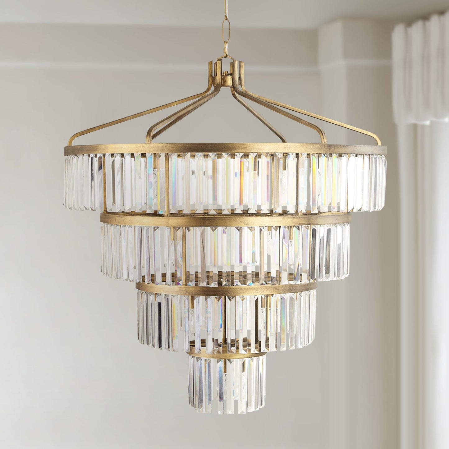 Social Club 36"W Havana Gold Crystal 4-Tier Pendant Light