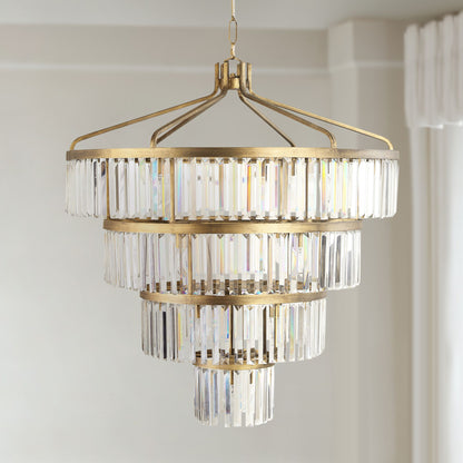 Social Club 36"W Havana Gold Crystal 4-Tier Pendant Light