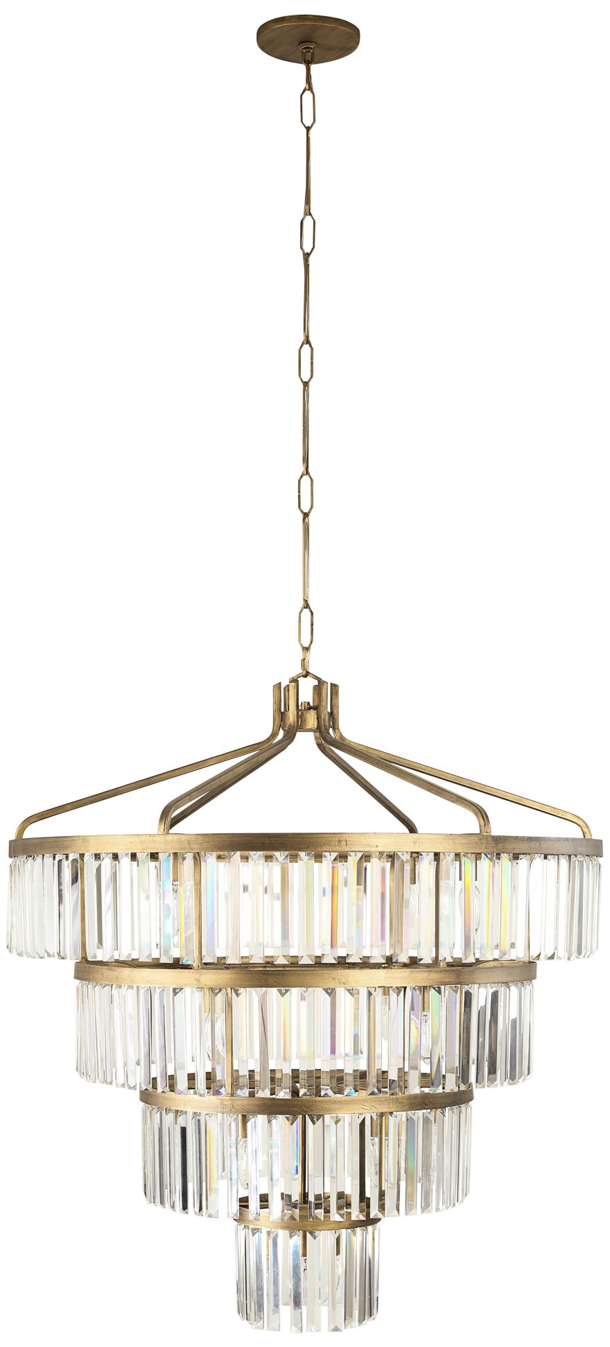 Social Club 36"W Havana Gold Crystal 4-Tier Pendant Light