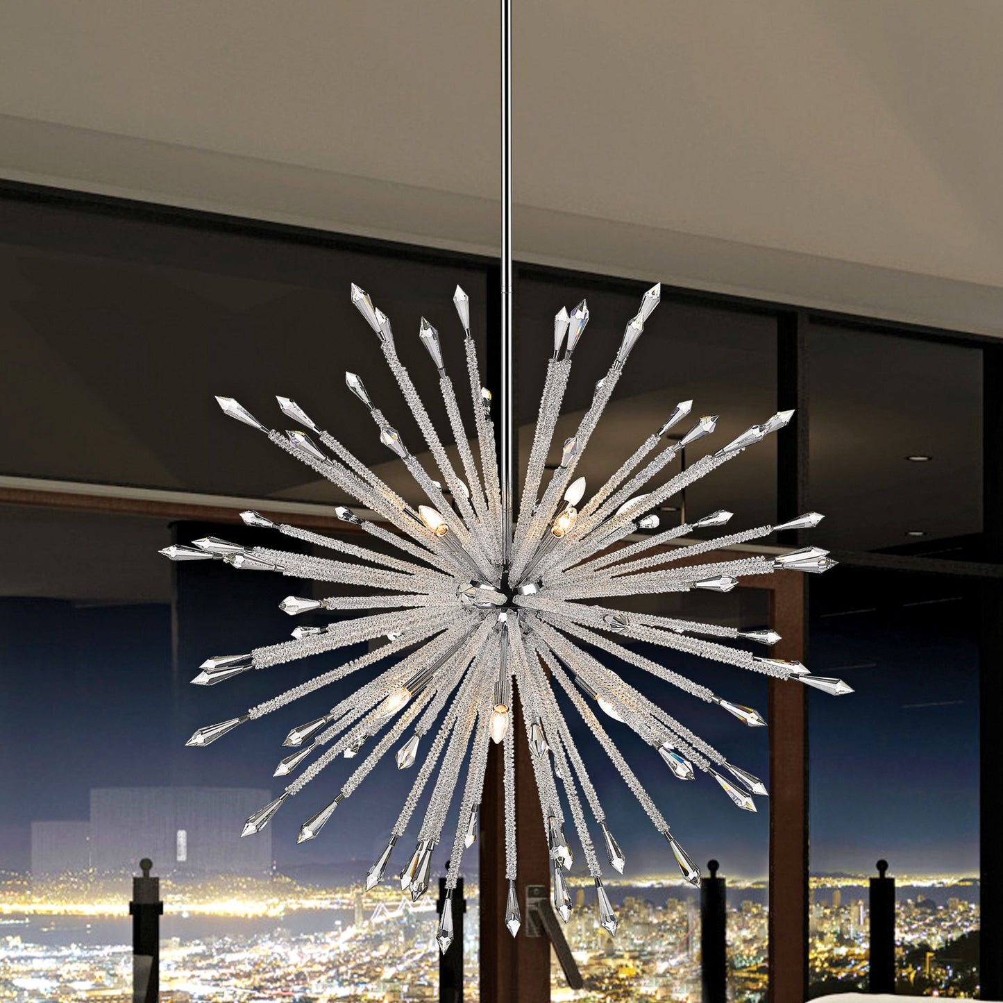Soleia 47" Wide Chrome 12-Light Sputnik Chandelier