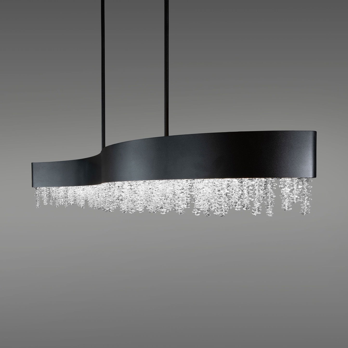 Soleil 48" Wide Black Clear Crystal 1-Light Linear Pendant