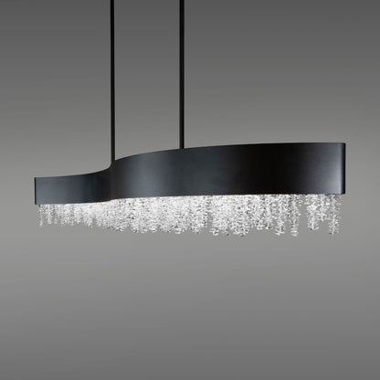Soleil 48" Wide Black Clear Crystal 1-Light Linear Pendant