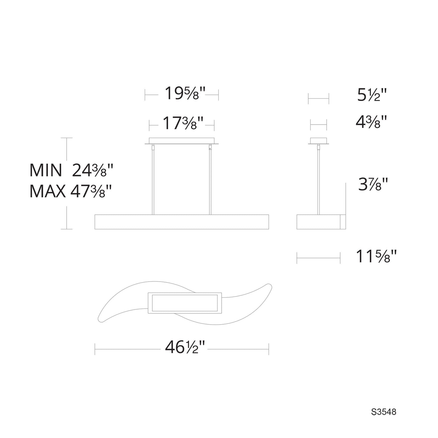 Soleil 48" Wide Pol. Nickel Crystal 1-Lt Linear Pendant