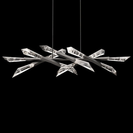 Solitude 13.6"H x 59.6"W 12-Light Crystal Linear Pendant in Antiq