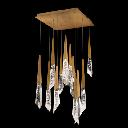 Solitude 22"H x 20"W 13-Light Crystal Multi-Light Pendant in Aged