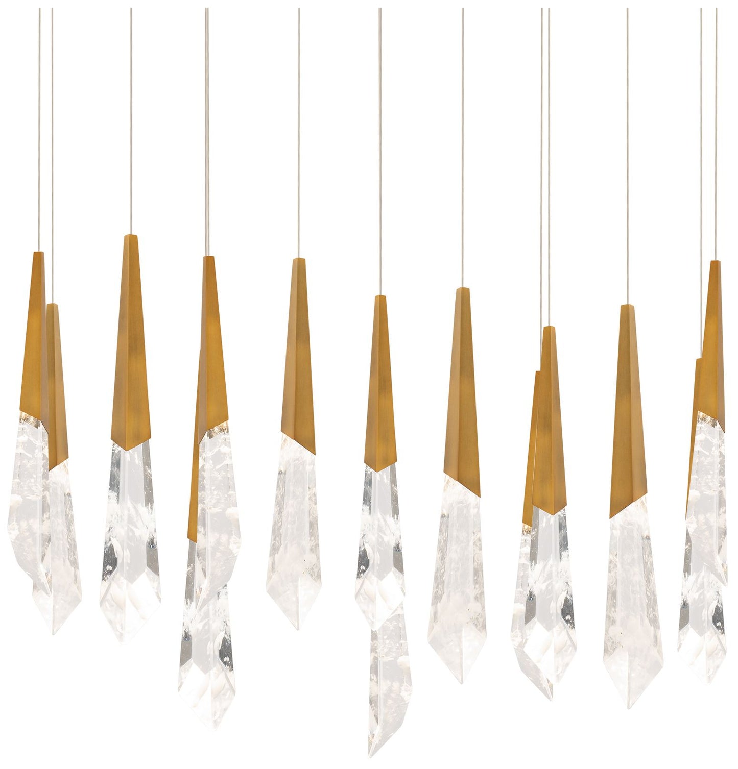 Solitude 22"H x 40"W 14-Light Crystal Multi-Light Pendant in Aged