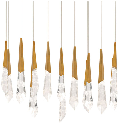 Solitude 22"H x 40"W 14-Light Crystal Multi-Light Pendant in Aged