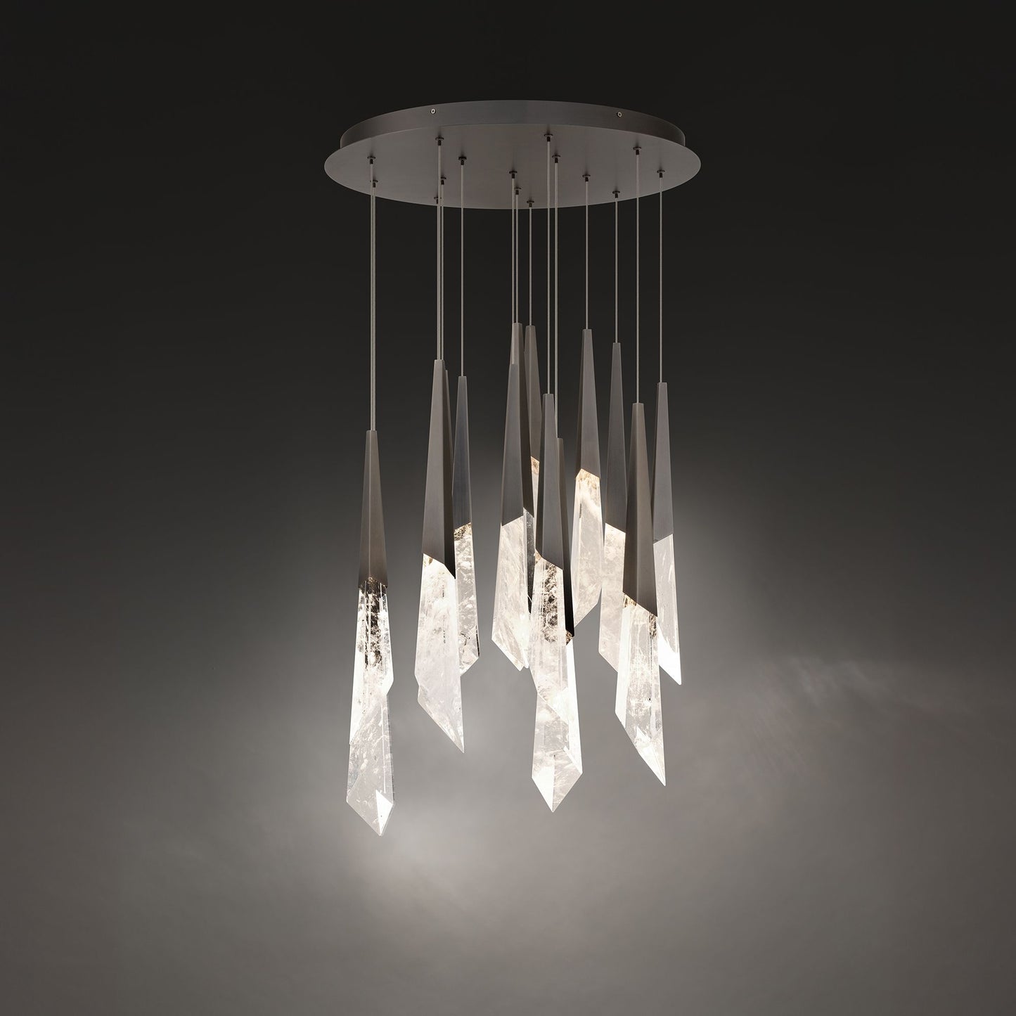 Solitude 22"H x 40"W 14-Light Crystal Multi-Light Pendant in Anti