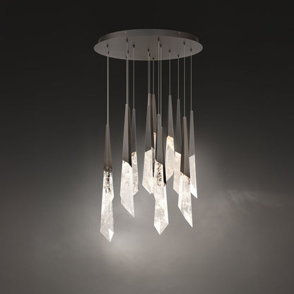 Solitude 22"H x 40"W 14-Light Crystal Multi-Light Pendant in Anti