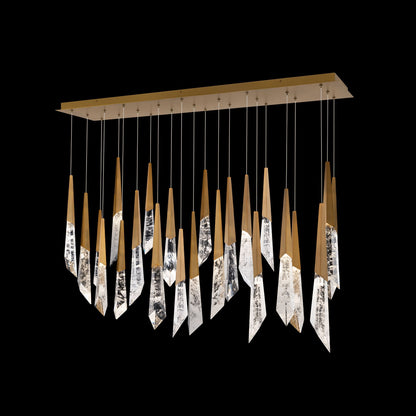 Solitude 22"H x 53"W 23-Light Crystal Multi-Light Pendant in Aged