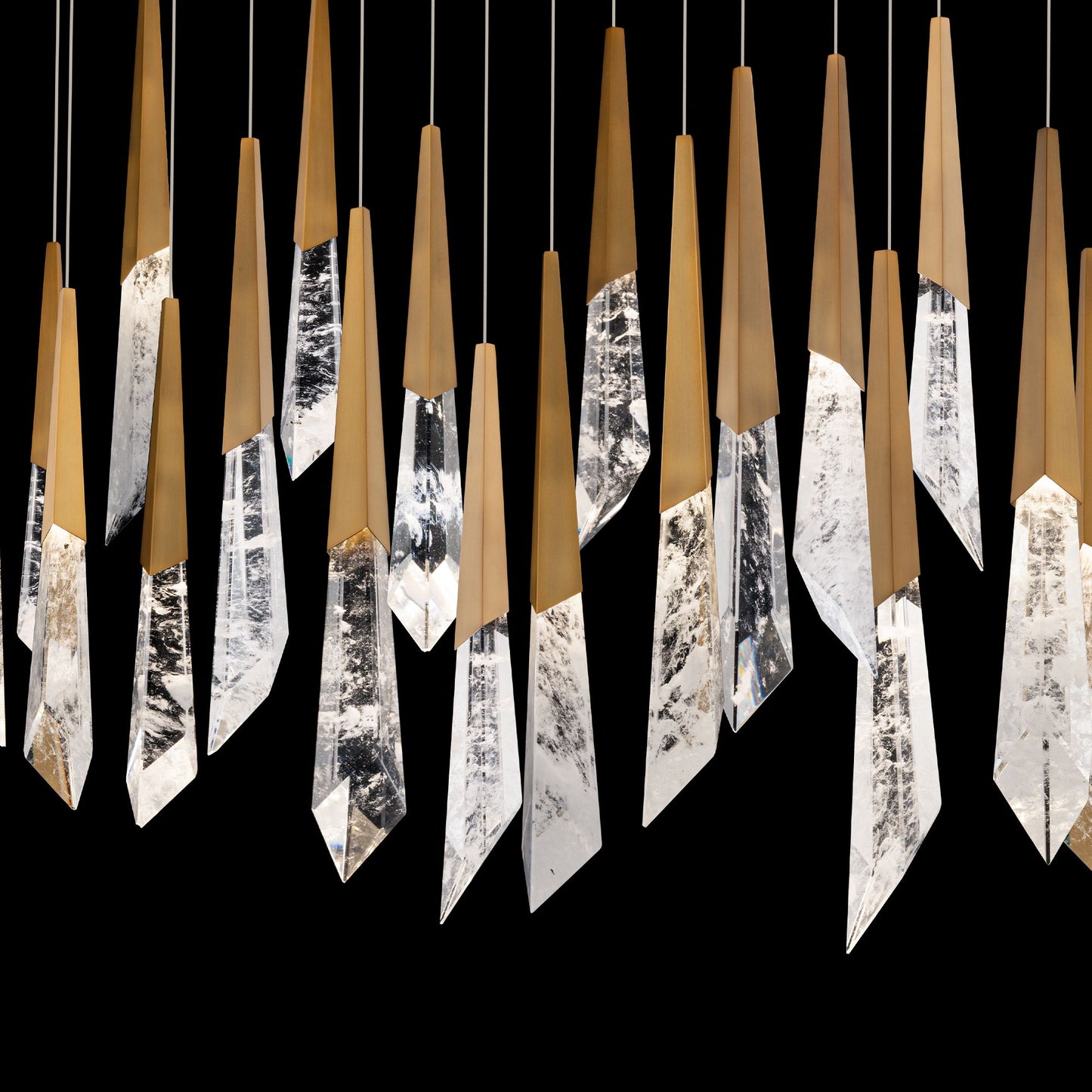 Solitude 22"H x 53"W 23-Light Crystal Multi-Light Pendant in Aged