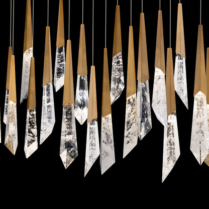 Solitude 22"H x 53"W 23-Light Crystal Multi-Light Pendant in Aged