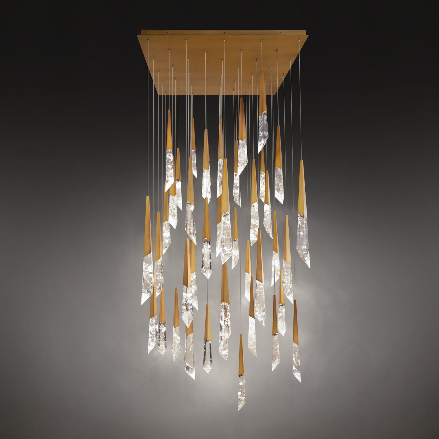 Solitude 22"H x 53"W 23-Light Crystal Multi-Light Pendant in Aged