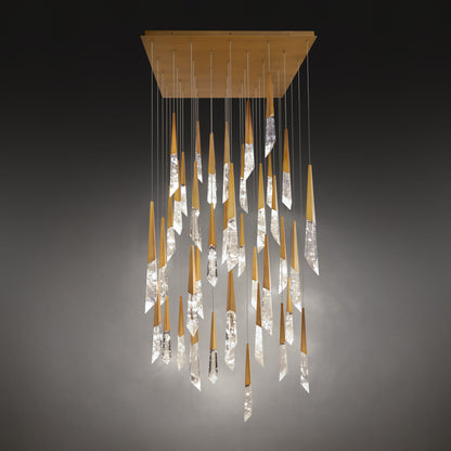 Solitude 22"H x 53"W 23-Light Crystal Multi-Light Pendant in Aged