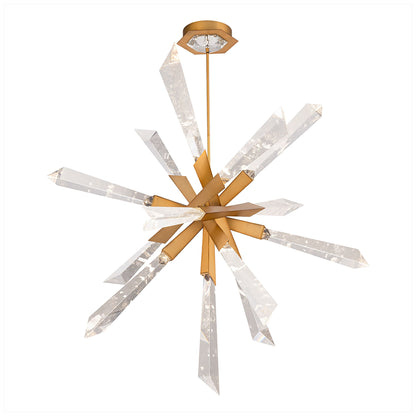 Solitude 41.5"H x 48"W 12-Light Crystal Chandelier in Aged Brass