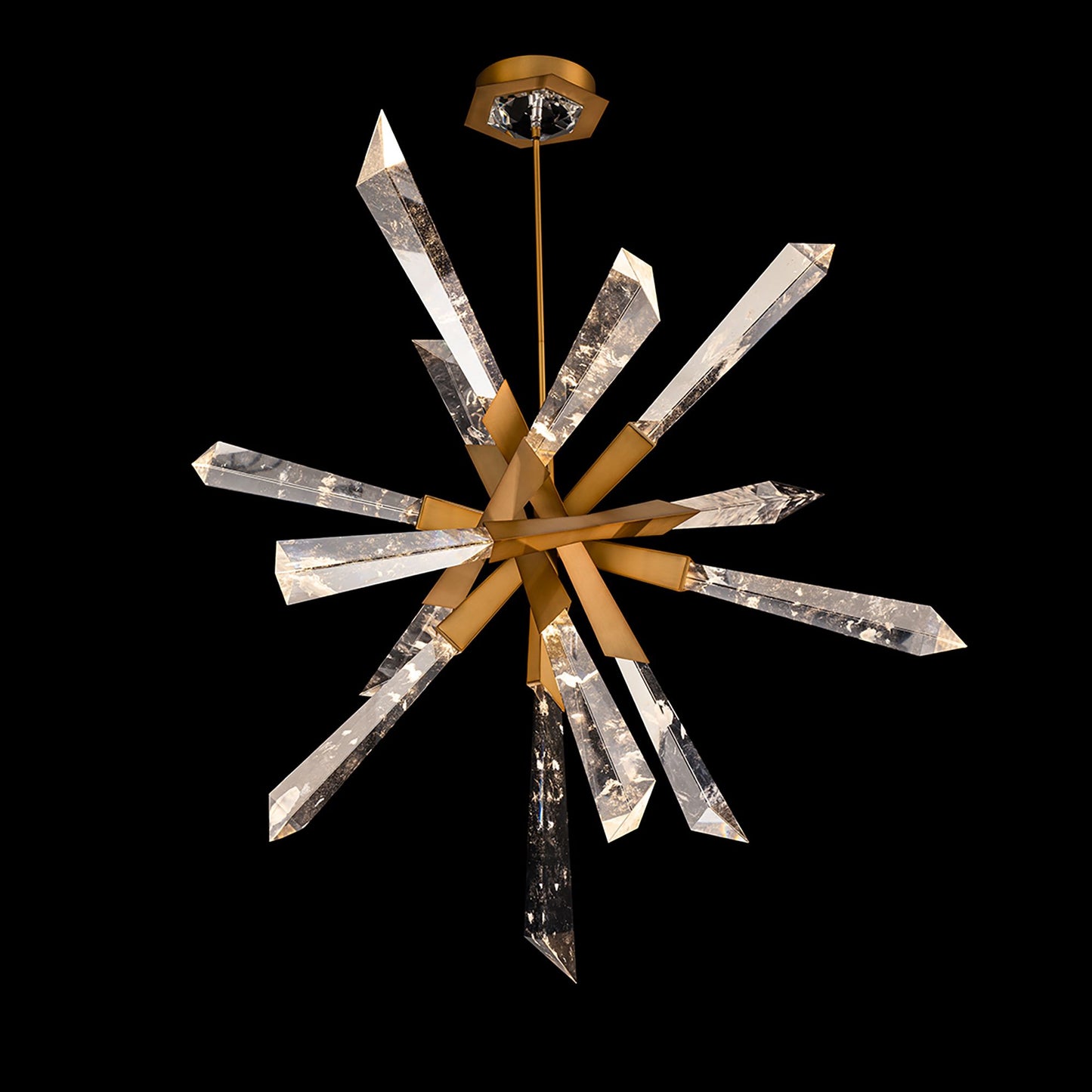 Solitude 41.5"H x 48"W 12-Light Crystal Chandelier in Aged Brass