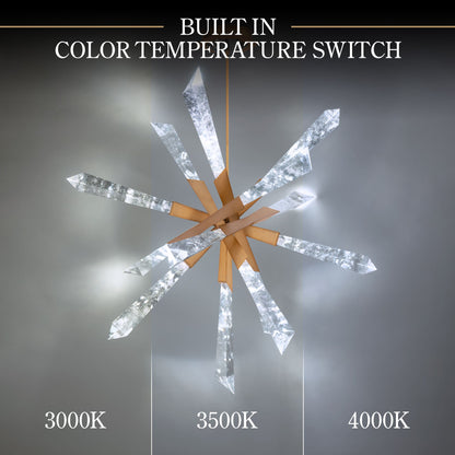 Solitude 41.5"H x 48"W 12-Light Crystal Chandelier in Aged Brass