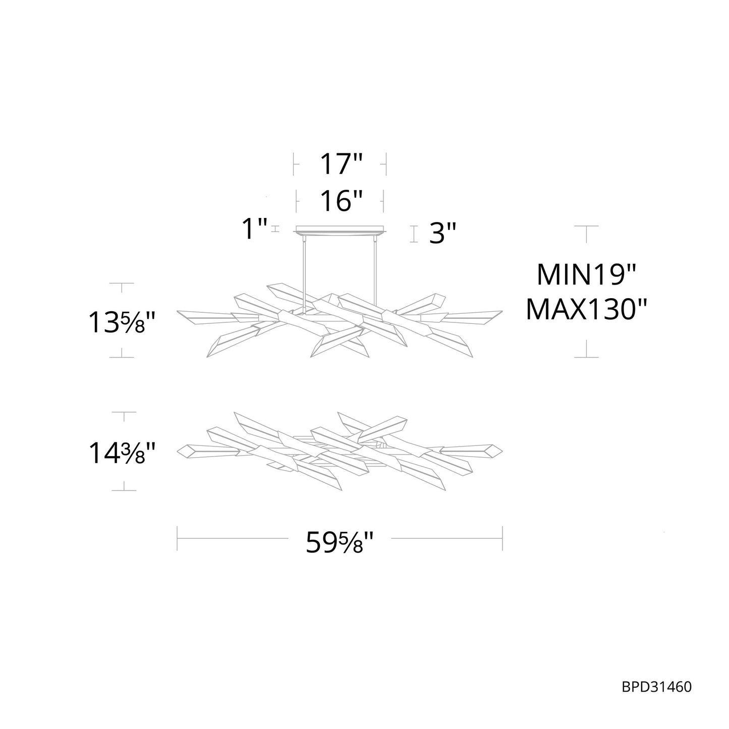 Solitude 59 1/2" Wide Antique Silver LED Island Chandelier