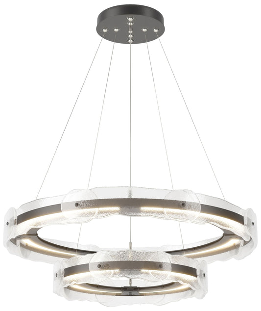 Solstice 36.6"W Tiered Black Standard LED Pendant w/ Clear Glass Shade