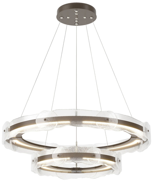 Solstice 36.6"W Tiered Bronze Standard LED Pendant w/ Clear Glass Shad