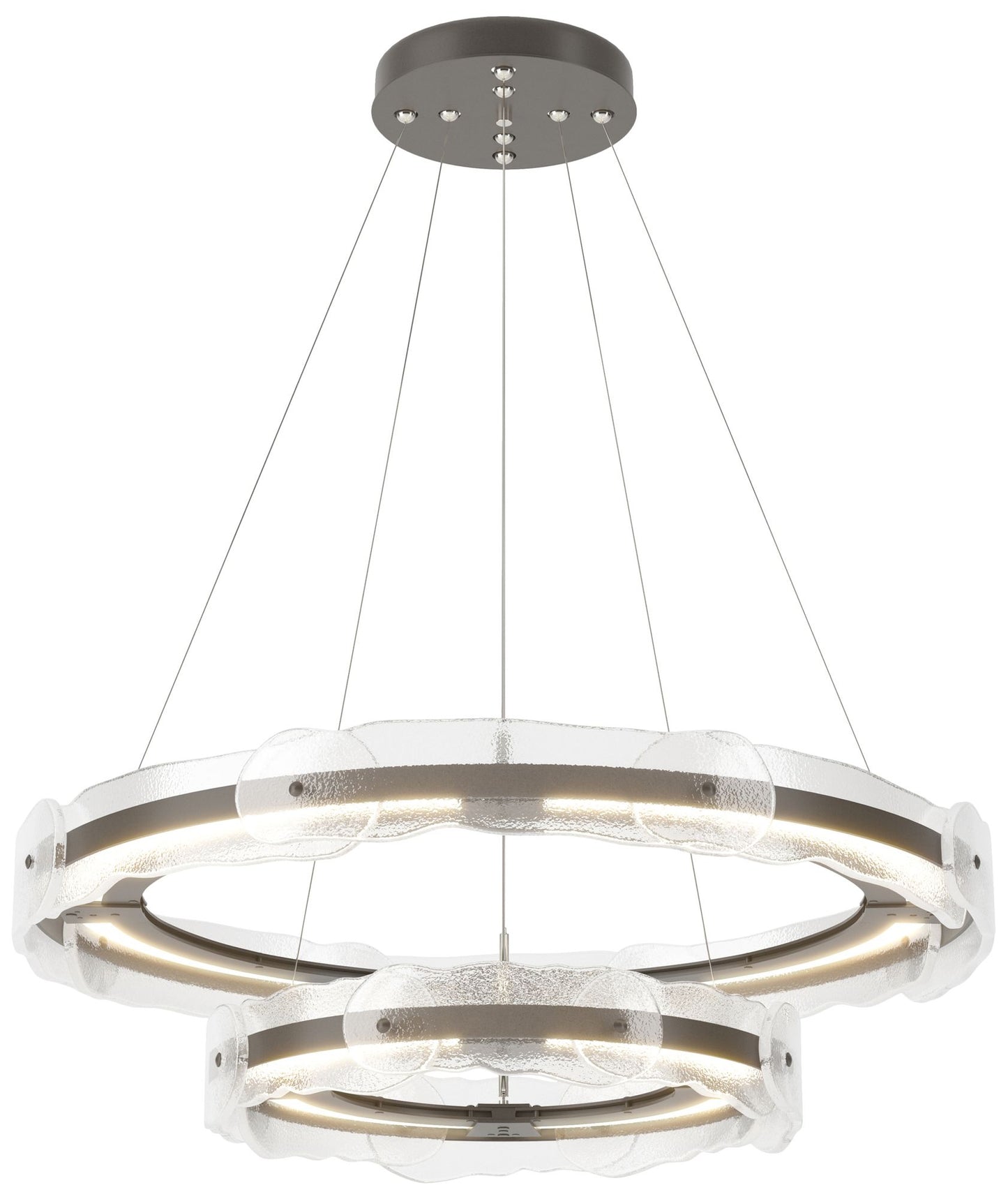 Solstice 36.6"W Tiered Dark Smoke Standard LED Pendant w/ Clear Glass