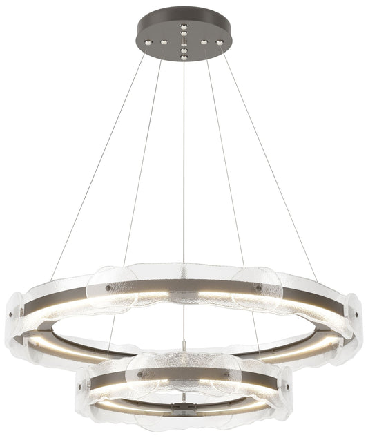 Solstice 36.6"W Tiered Dark Smoke Standard LED Pendant w/ Clear Glass