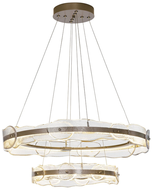 Solstice LED Tiered Pendant - Gold Finish - Clear Glass - Standard Height