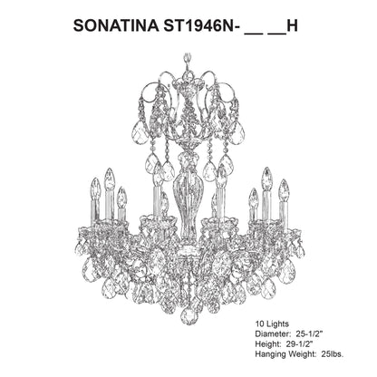 Sonatina 29.5"H x 25.5"W 10-Light Crystal Chandelier in Polished