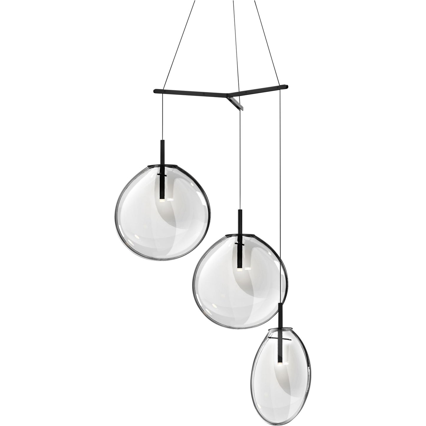 Sonneman Cantina 36" Wide Clear 3-LED Multi Light Pendant