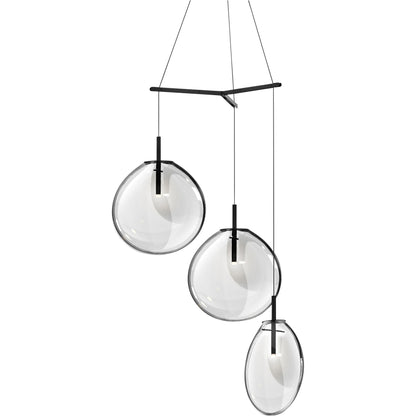 Sonneman Cantina 36" Wide Clear 3-LED Multi Light Pendant