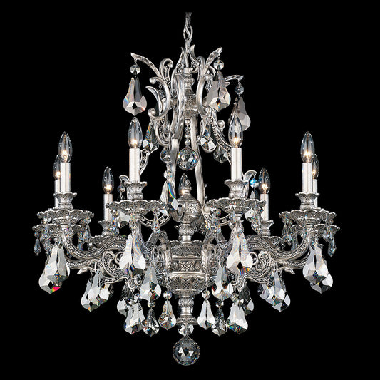 Sophia 30"H x 28"W 9-Light Crystal Chandelier in Antique Silver