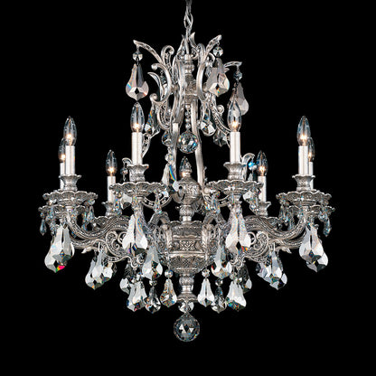 Sophia 30"H x 28"W 9-Light Crystal Chandelier in Antique Silver