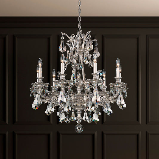 Sophia 30"H x 28"W 9-Light Crystal Chandelier in Antique Silver