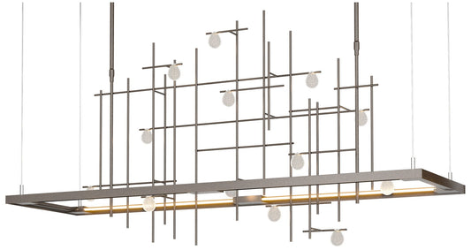 Spring 53.4"W Oil Rubbed Bronze Short Height LED Pendant w/ Bubble Sha