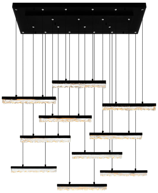 Stagger Integrated LED Black Chandelier