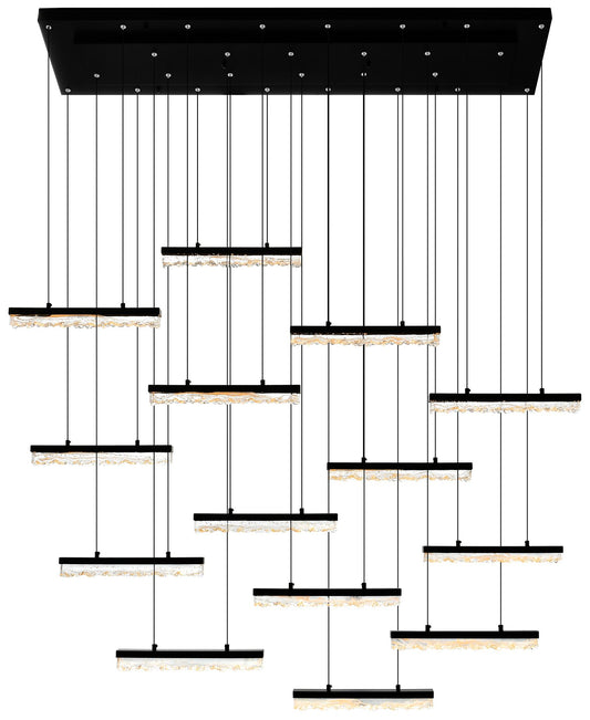 Stagger Integrated LED Black Chandelier