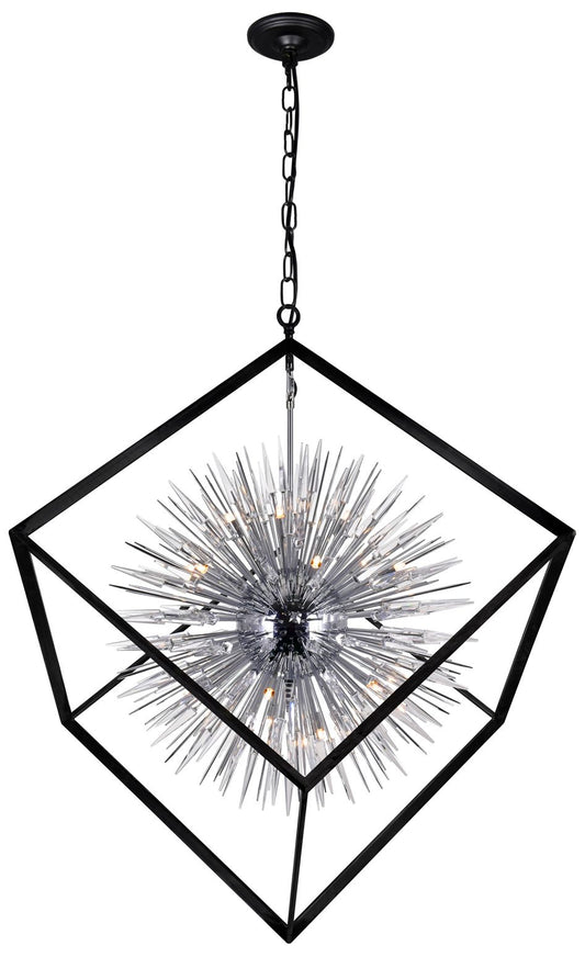 Starburst 20 Light Chandelier With Chrome & Black Finish